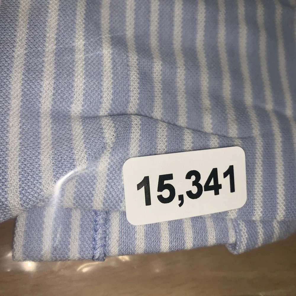 Polo Golf‎ Ralph Lauren Shirt Men's L Blue White Striped 100%Pima Cotton Polo